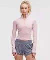 Lululemon It's Rulu Cropped Half Zip In Pink