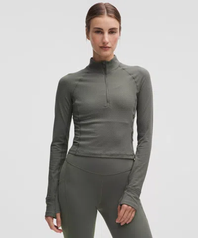 Lululemon It's Rulu Cropped Half Zip In Gray