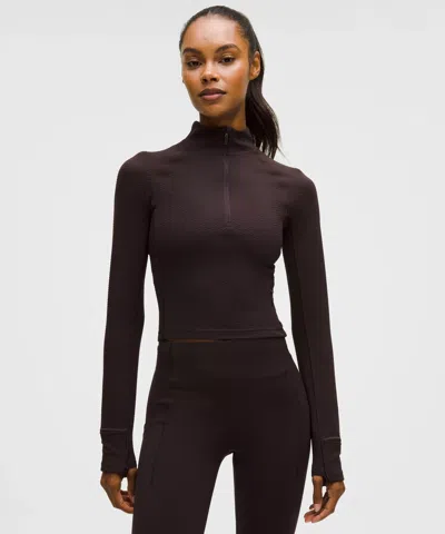 Lululemon It's Rulu Cropped Half Zip In Purple