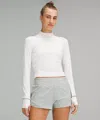 Lululemon It's Rulu Ribbed Cropped Half Zip In White