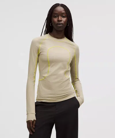 Lululemon Jacquard Tight-fit Long-sleeve Shirt Slnsh Collection In Neutral