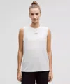 Lululemon Jersey Training Muscle Tank Top Long Wordmark In White
