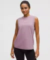 Lululemon Jersey Training Muscle Tank Top Long Wordmark In Purple