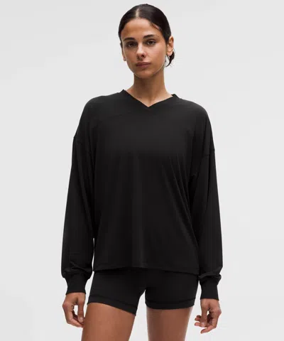 Lululemon Jersey Training V-neck Long-sleeve Shirt In Black