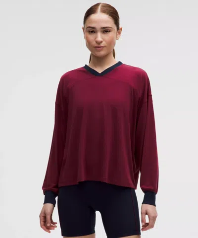 Lululemon Jersey Training V-neck Long-sleeve Shirt In Brown