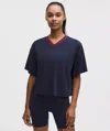 Lululemon Jersey Training V-neck T-shirt In Blue
