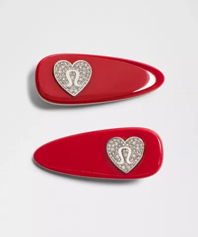 Lululemon Jewelled Alligator Clips In Red