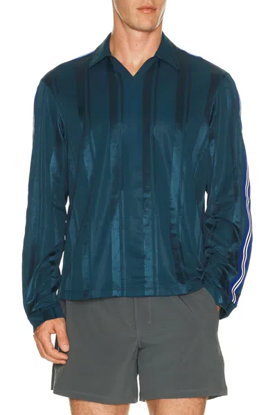 Lululemon Knit Stripe Rugby Shirt In Blue