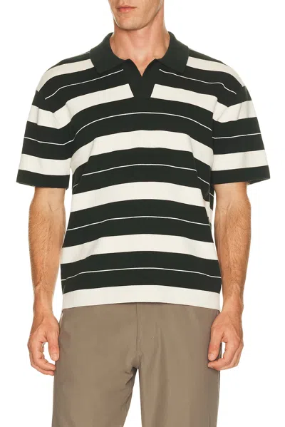 Lululemon Knit Stripe Short Sleeve Polo Shirt In Black