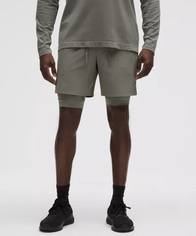 Lululemon License To Train Lined Short 7" Updated In Gray
