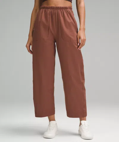 Lululemon Lightweight Mid-rise Barrel-leg Cropped Pants In Brown