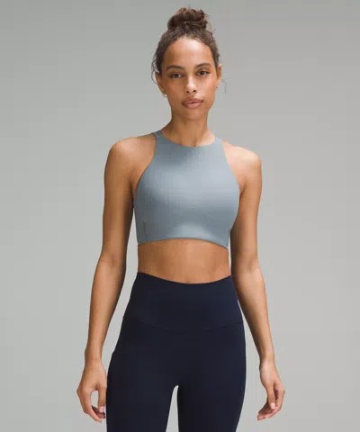 Lululemon Like A Cloud High-neck Longline Ribbed Bra In Gray