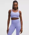 Lululemon Like A Cloud Ribbed Longline Bra In Blue