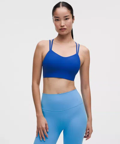 Lululemon Like A Cloud Ribbed Longline Bra In Blue