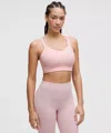 Lululemon Like A Cloud Ribbed Longline Bra Light Support, D/dd Cup In Gray