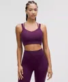 Lululemon Like A Cloud Ribbed Longline Bra Light Support, D/dd Cup In Purple