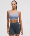Lululemon Like A Cloud Ribbed Longline Bra Light Support, D/dd Cup In Blue