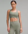 Lululemon Like A Cloud Ribbed Longline Bra Light Support, D/dd Cup In Gray