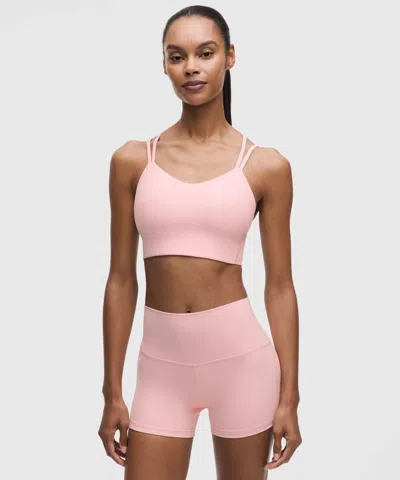 Lululemon Like A Cloud Ribbed Longline Bra In Pink