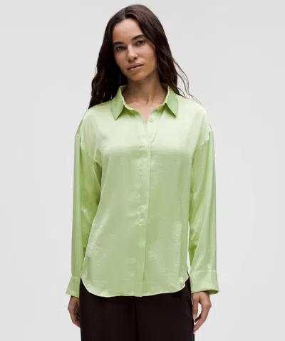 Lululemon Logo Charm Satin Collared Long-sleeve Shirt