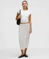 Lululemon Logo Charm Satin Waist-tie Midi Skirt