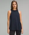 Lululemon Long Cotton Crewneck Tank Top In Blue