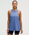 Lululemon Long Cotton Crewneck Tank Top In Purple
