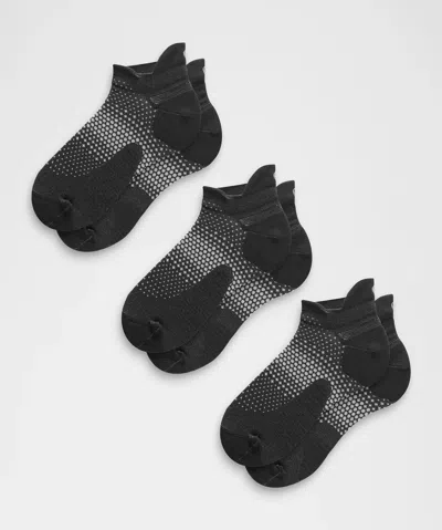 Lululemon Macropillow Tab Running Socks Medium Cushioning 3 Pack In Black