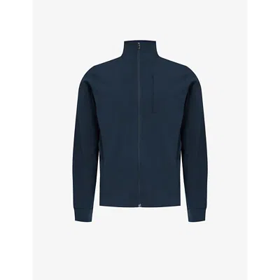 LULULEMON LULULEMON MEN'S TRUE NAVY SOJOURN FUNNEL-NECK STRETCH-WOVEN TRACK JACKET