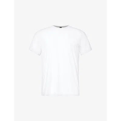 Lululemon Mens White Fundamental Rubberised-logo Stretch-woven T-shirt