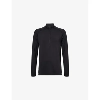 Lululemon Mens Black/black Metal Vent Tech Half-zip Stretch-woven Top