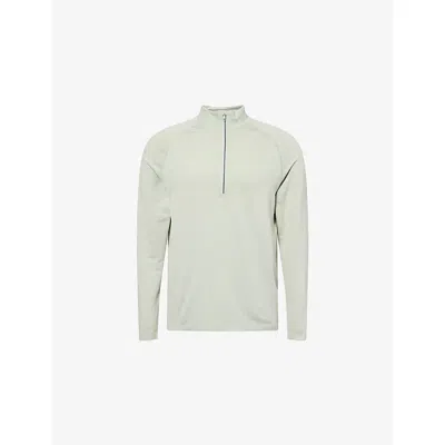 Lululemon Mens Fog Green/pelican Metal Vent Tech Half-zip Stretch-woven Top Xl