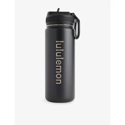 Lululemon Mens Black Back To Life Straw-lid Stainless-steel Bottle 530ml