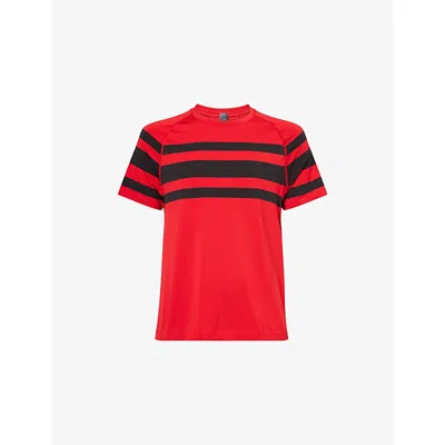 Lululemon Mens Oxfrd Rd//blk Metal Vent Striped Stretch-woven T-shirt In Red