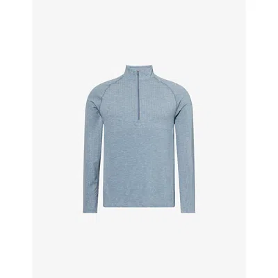Lululemon Mens Polo Pastel/steel Blue Metal Vent Half-zip Stretch-woven Top Xxl