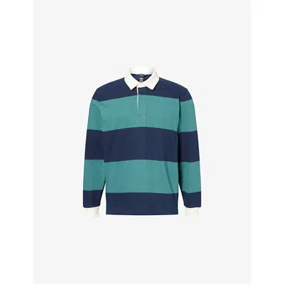 Lululemon Mens True Navy Deep Marina Long-sleeve Cotton Rugby Shirt In Green