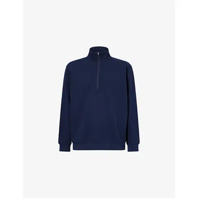 Lululemon Mens True Navy Steady State Half-zip Cotton-blend Sweatshirt Xl In Blue