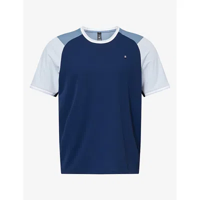 Lululemon Mens Uv-protective Textured Mesh Tennis Woven T-shirt Cblu/stl Blu/strch Blu