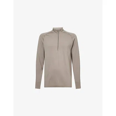 LULULEMON MENS WM ASH GREY/WM ASH GREY METAL VENT TECH HALF-ZIP STRETCH-WOVEN TOP