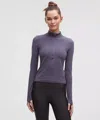 Lululemon Merino Wool-blend Base Layer Half Zip In Purple