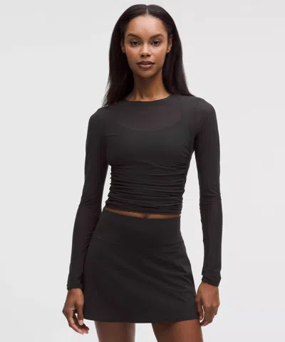 Lululemon Mesh Ruched Long-sleeve Shirt In Black