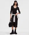 Lululemon Micro Cable Merino-blend Buttoned Midi Dress In Black