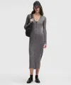 Lululemon Micro Cable Merino-blend Buttoned Midi Dress In Gray