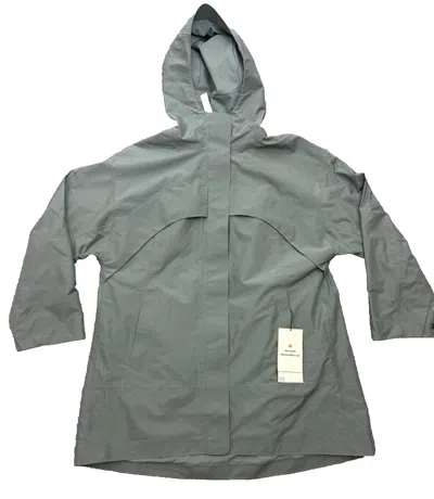 Pre-owned Lululemon Mid-length Waterproof Rain Coat Jacket Bgib Belgian Blue Gray Size L