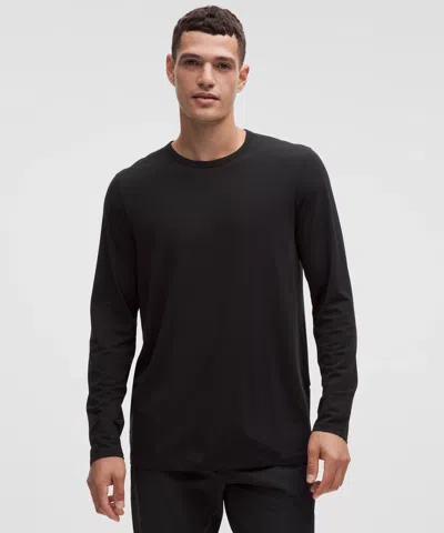 Lululemon Mile Maker Merino Wool-blend Long-sleeve Shirt In Black