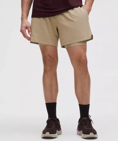 Lululemon Mile Maker Run Crew Ripstop Lined Short 6" In Neutral