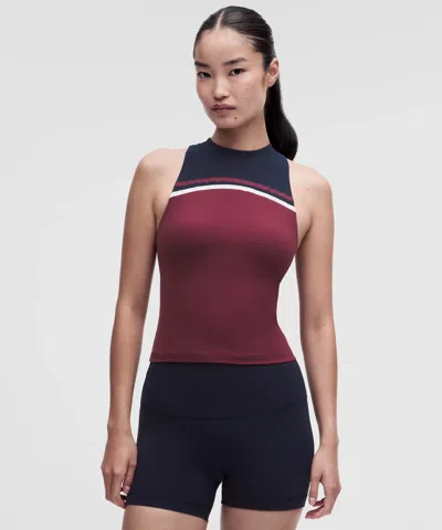 Lululemon Mockneck Shelf Tank Top Light Support, B/c Cup In Burgundy