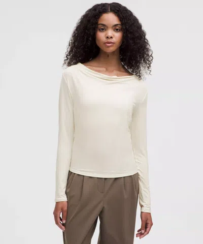 Lululemon Modal-silk Cowl-neck Long-sleeve Shirt In White