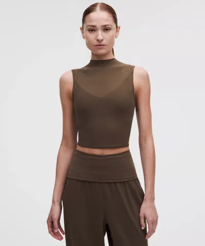 Lululemon Nulu And Mesh-overlay Cropped Studio Tank Top