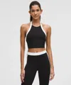 Lululemon Nulu Cropped Halter Tank Top Light Support, A/b Cup In Black